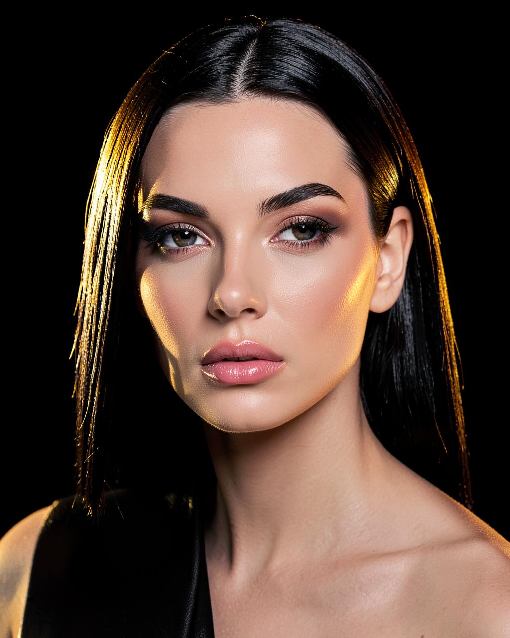 Sleek styled hair